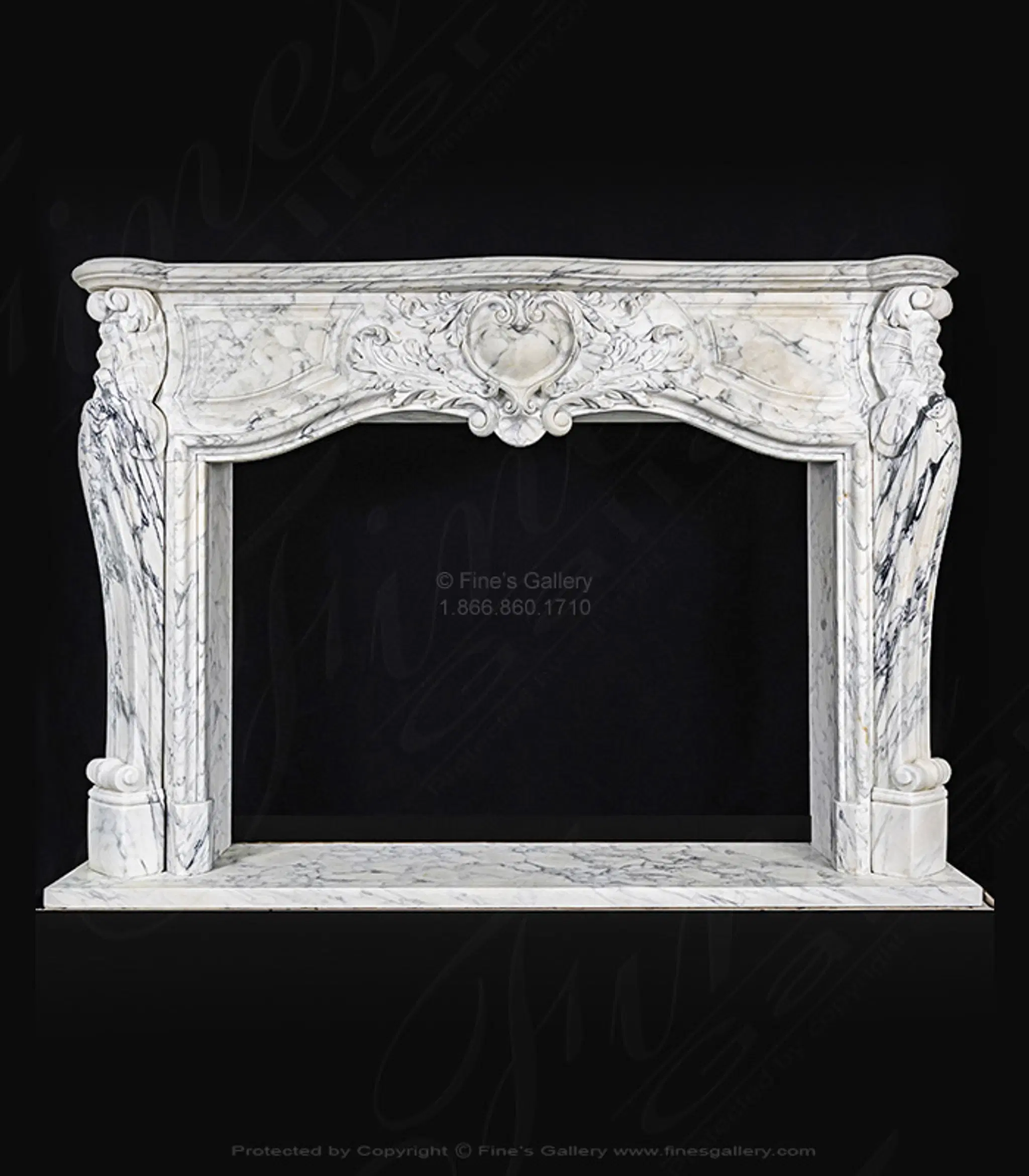 French Arabascato Marble Fireplace Mantel | Luxury Mantels